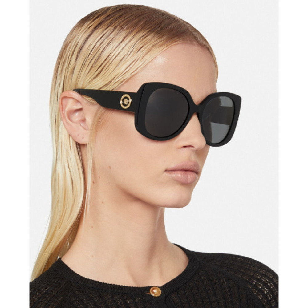 NWT Versace VE4387 Black Oversized 56mm Sunglasses